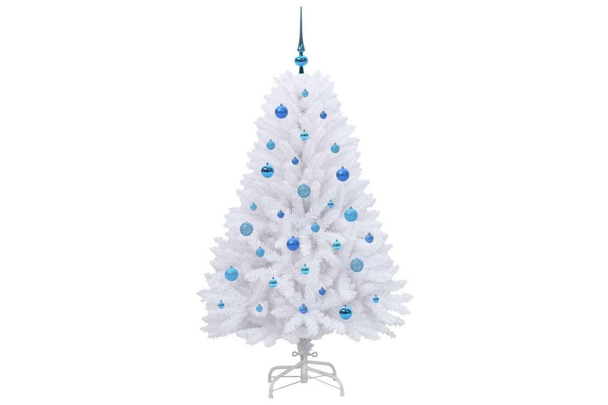 Vidaxl Artificial Hinged Christmas Tree White 150 Cm Pvc And Steel-4