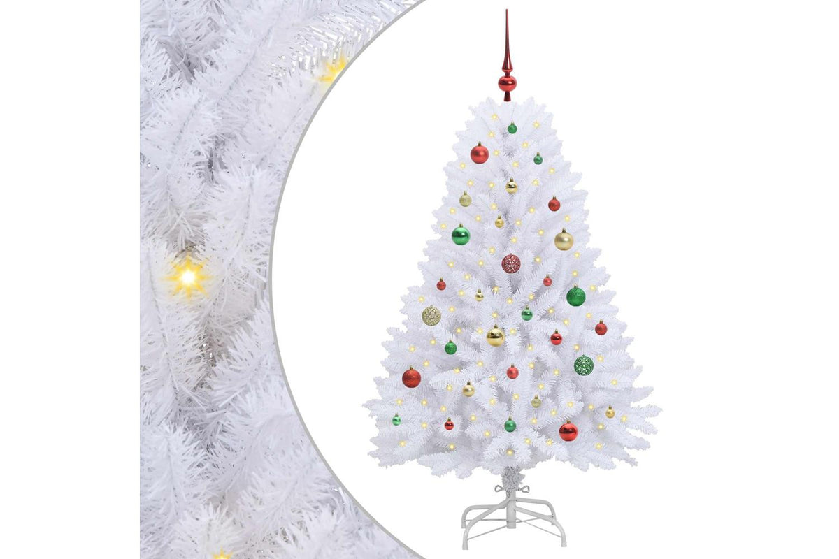 Vidaxl Artificial Hinged Christmas Tree White 150 Cm Pvc And Steel