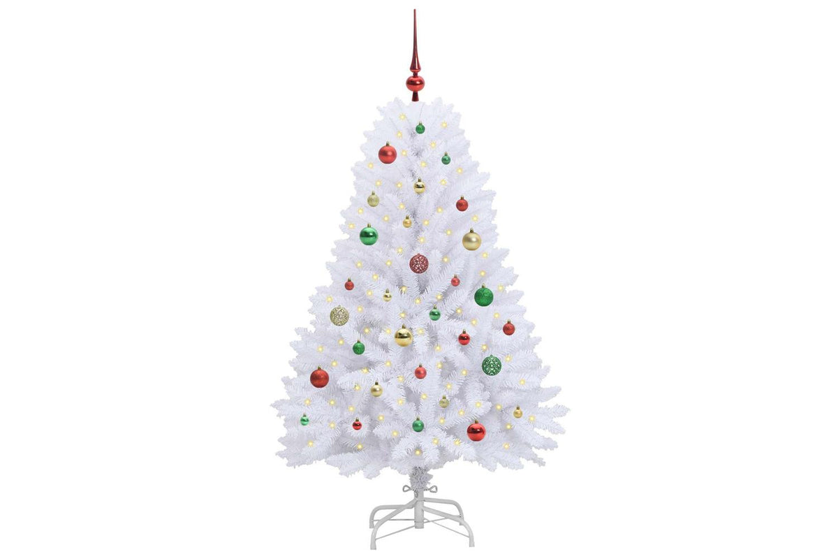 Vidaxl Artificial Hinged Christmas Tree White 150 Cm Pvc And Steel-3