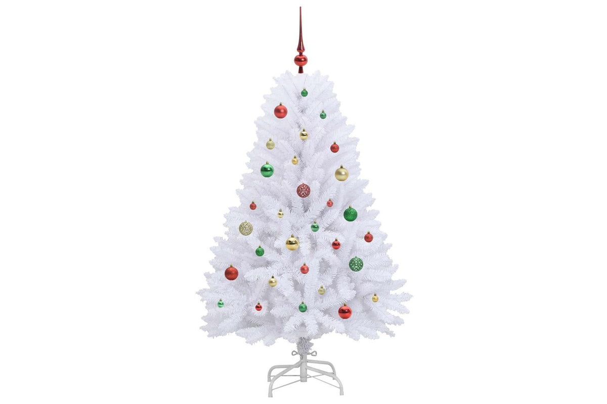 Vidaxl Artificial Hinged Christmas Tree White 150 Cm Pvc And Steel-5