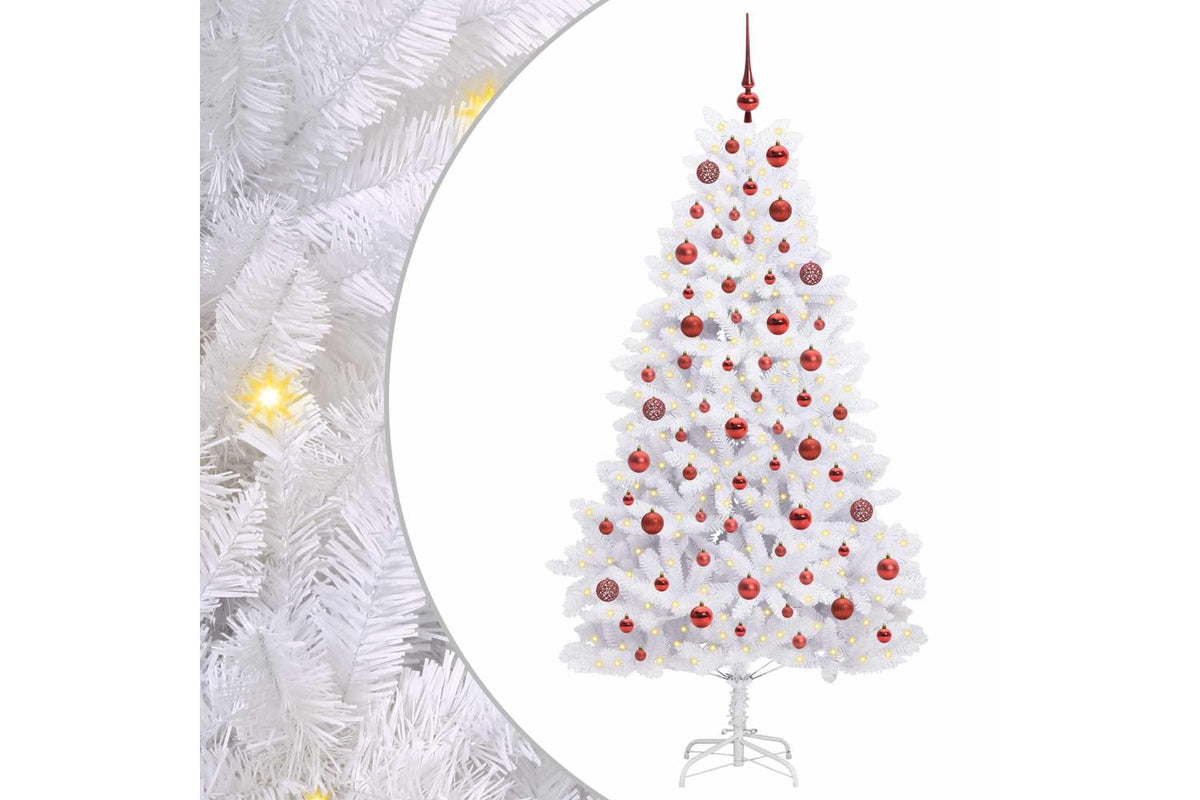 Vidaxl Artificial Hinged Christmas Tree White 180 Cm Pvc And Steel-2