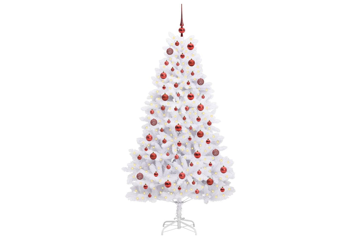 Vidaxl Artificial Hinged Christmas Tree White 180 Cm Pvc And Steel-3