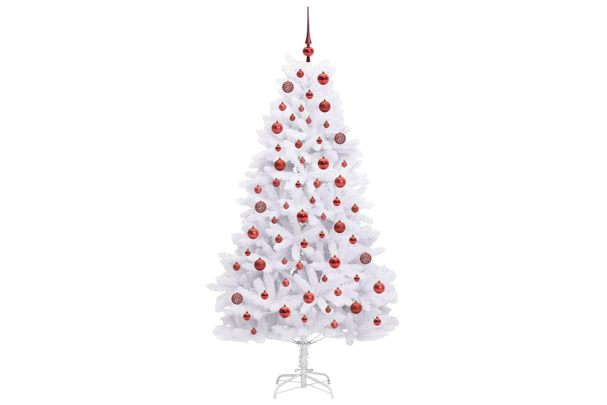 Vidaxl Artificial Hinged Christmas Tree White 180 Cm Pvc And Steel-4