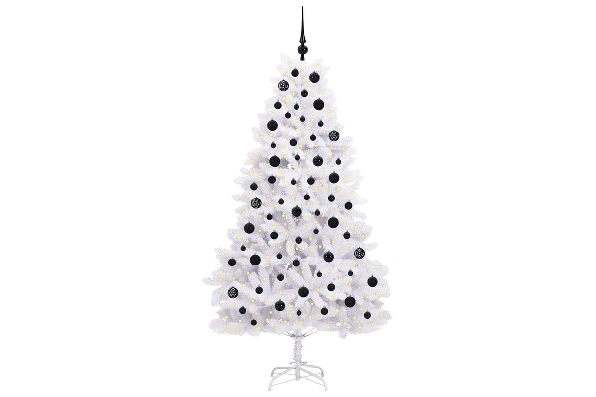 Vidaxl Artificial Hinged Christmas Tree White 180 Cm Pvc And Steel-3