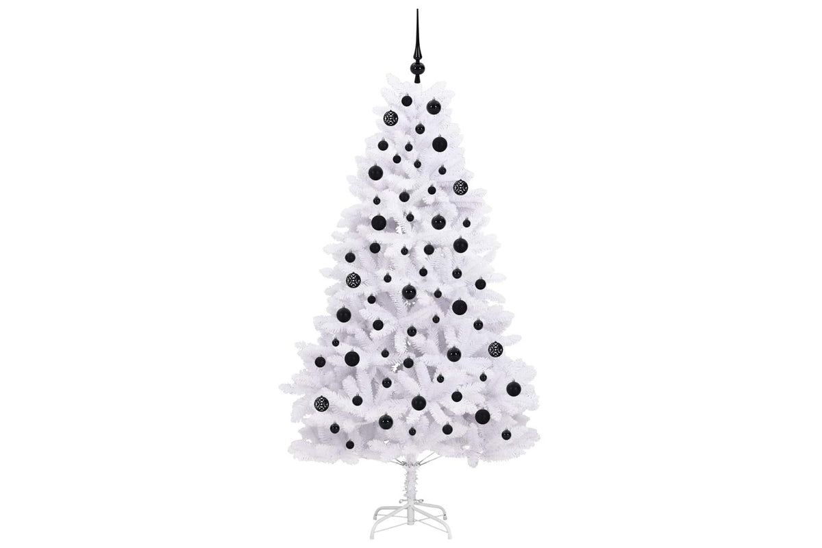 Vidaxl Artificial Hinged Christmas Tree White 180 Cm Pvc And Steel-4