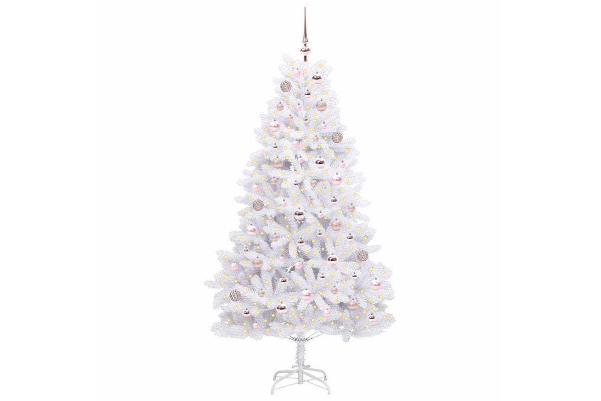 Vidaxl Artificial Hinged Christmas Tree White 180 Cm Pvc And Steel-3