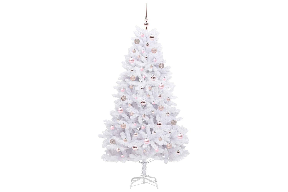 Vidaxl Artificial Hinged Christmas Tree White 180 Cm Pvc And Steel-4