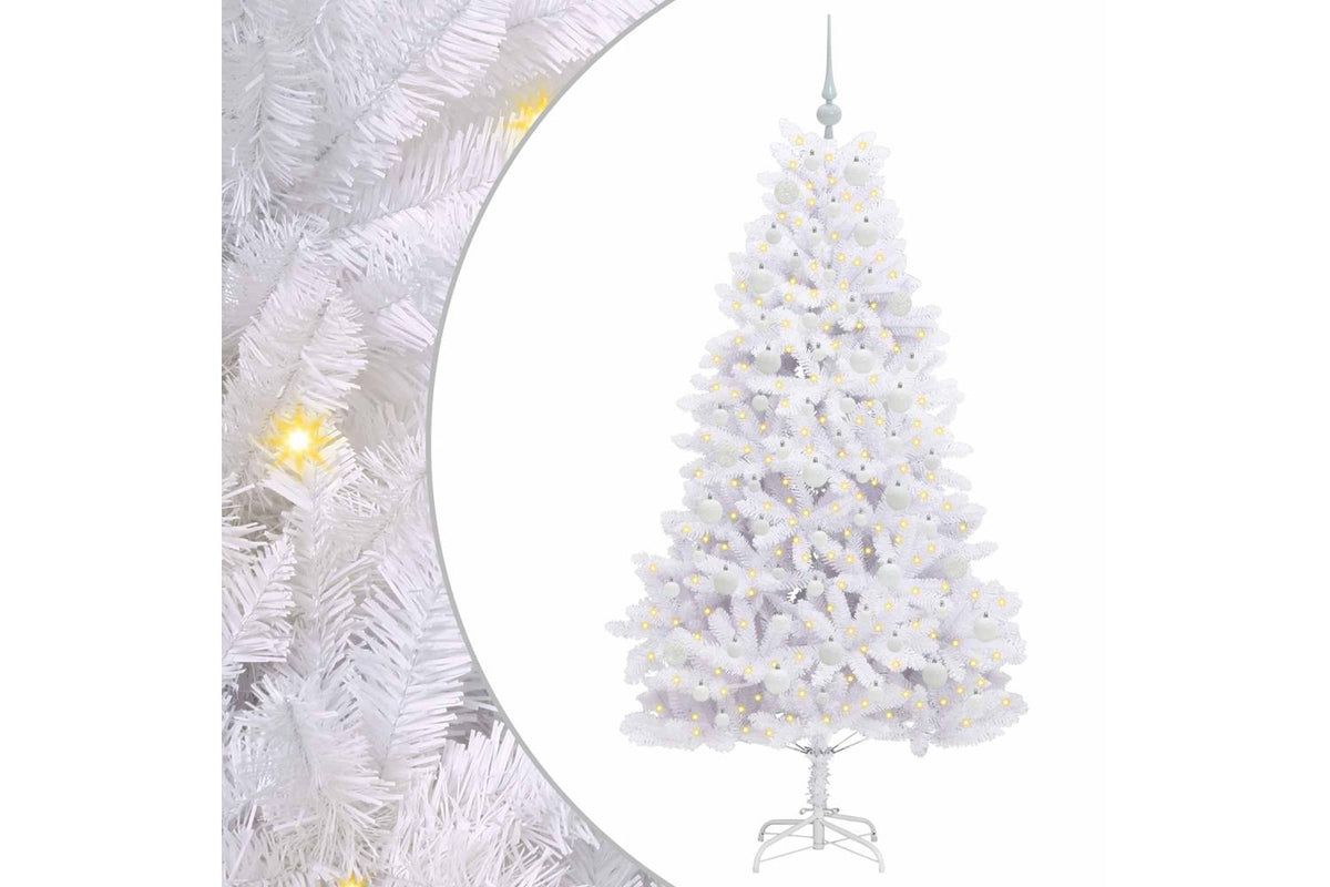Vidaxl Artificial Hinged Christmas Tree White 180 Cm Pvc And Steel