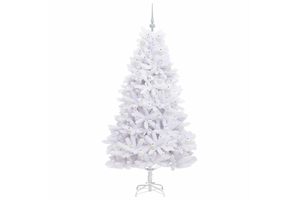 Vidaxl Artificial Hinged Christmas Tree White 180 Cm Pvc And Steel-4