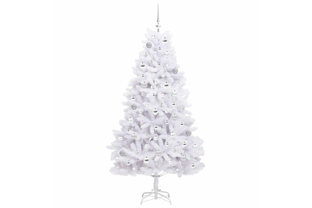 Vidaxl Artificial Hinged Christmas Tree White 180 Cm Pvc And Steel-4