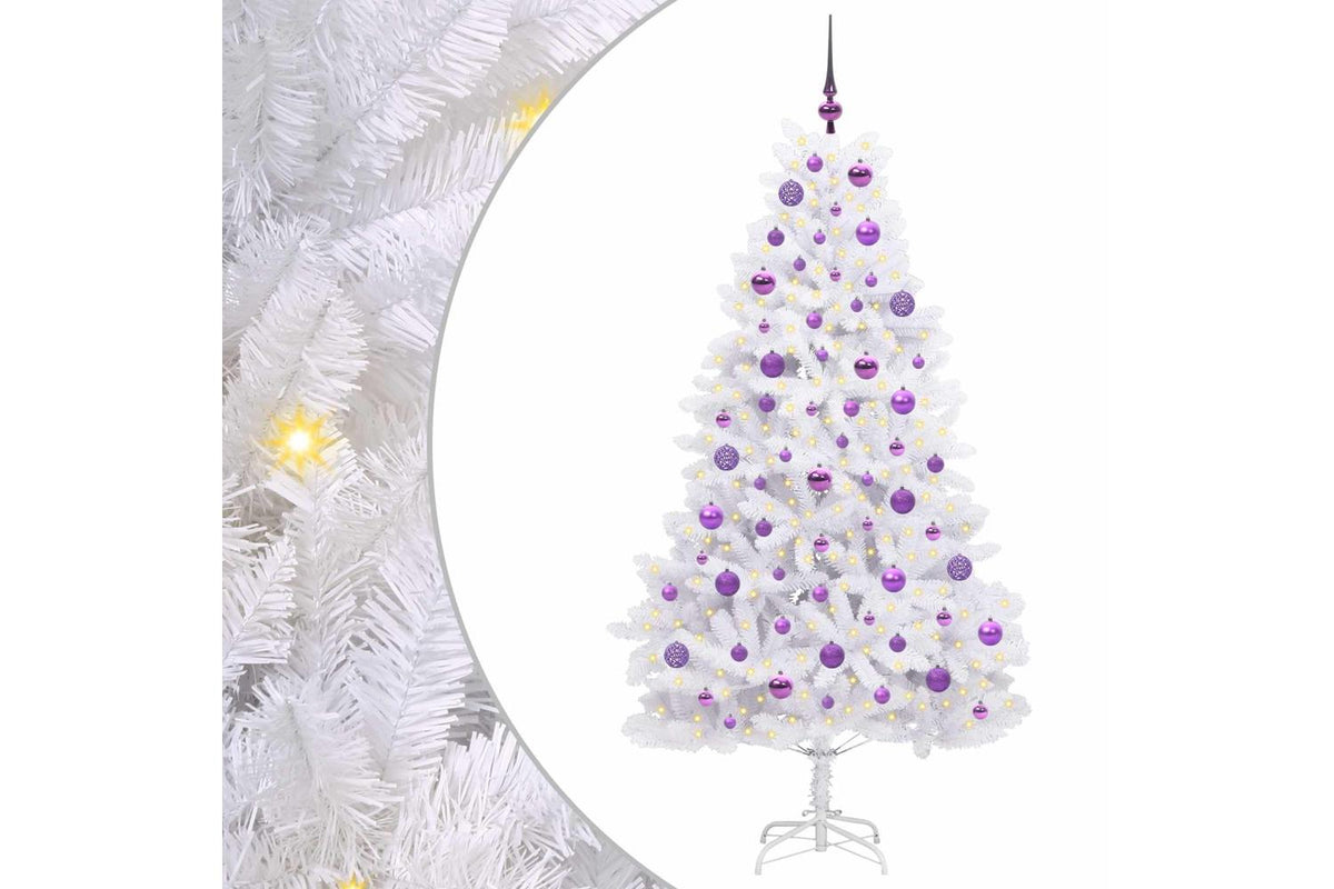 Vidaxl Artificial Hinged Christmas Tree White 180 Cm Pvc And Steel-2