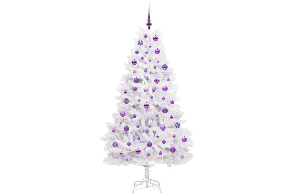 Vidaxl Artificial Hinged Christmas Tree White 180 Cm Pvc And Steel-3