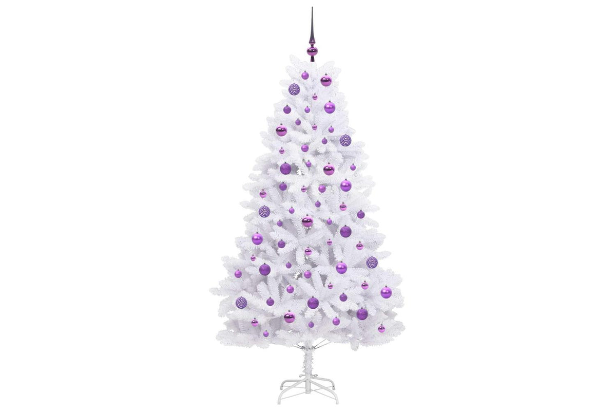 Vidaxl Artificial Hinged Christmas Tree White 180 Cm Pvc And Steel-4