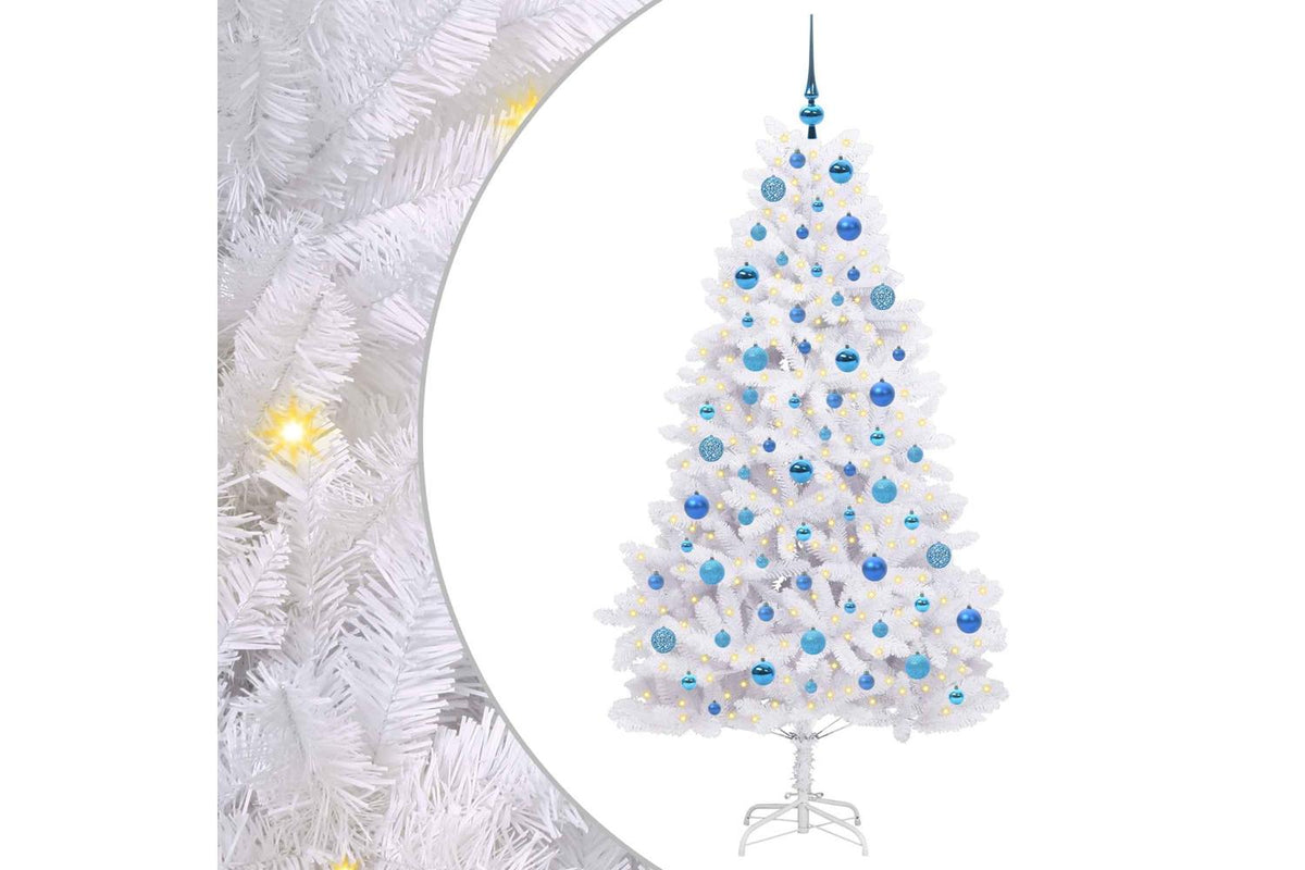 Vidaxl Artificial Hinged Christmas Tree White 180 Cm Pvc And Steel-2