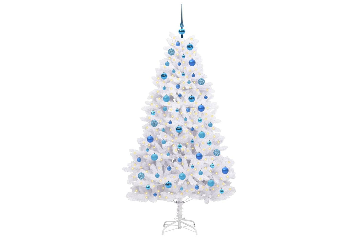 Vidaxl Artificial Hinged Christmas Tree White 180 Cm Pvc And Steel-3