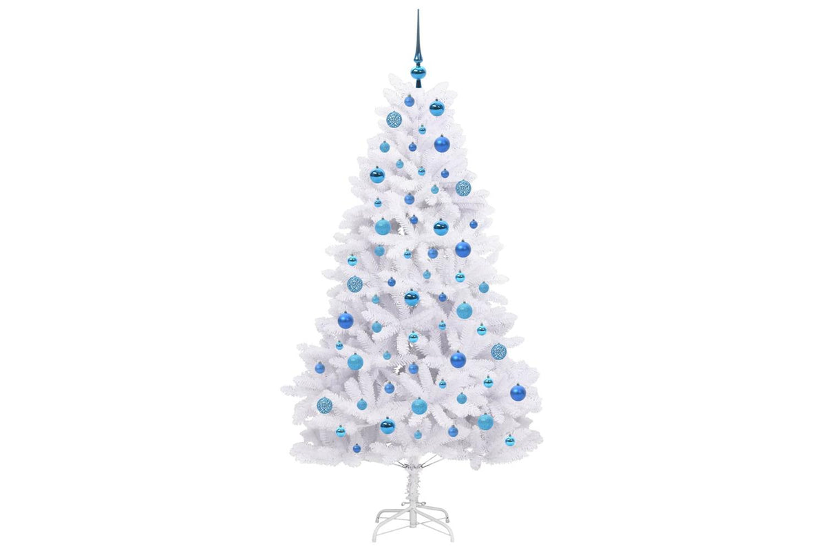 Vidaxl Artificial Hinged Christmas Tree White 180 Cm Pvc And Steel-4