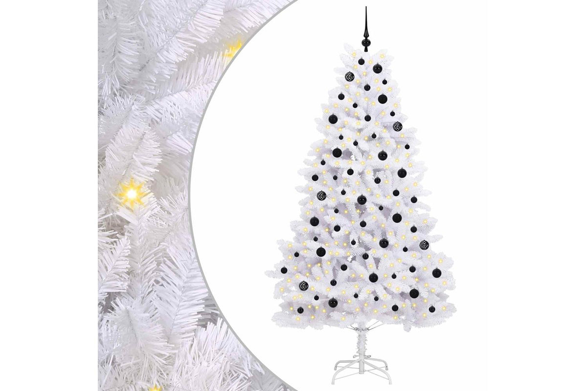 Vidaxl Artificial Hinged Christmas Tree White 210 Cm Pvc And Steel