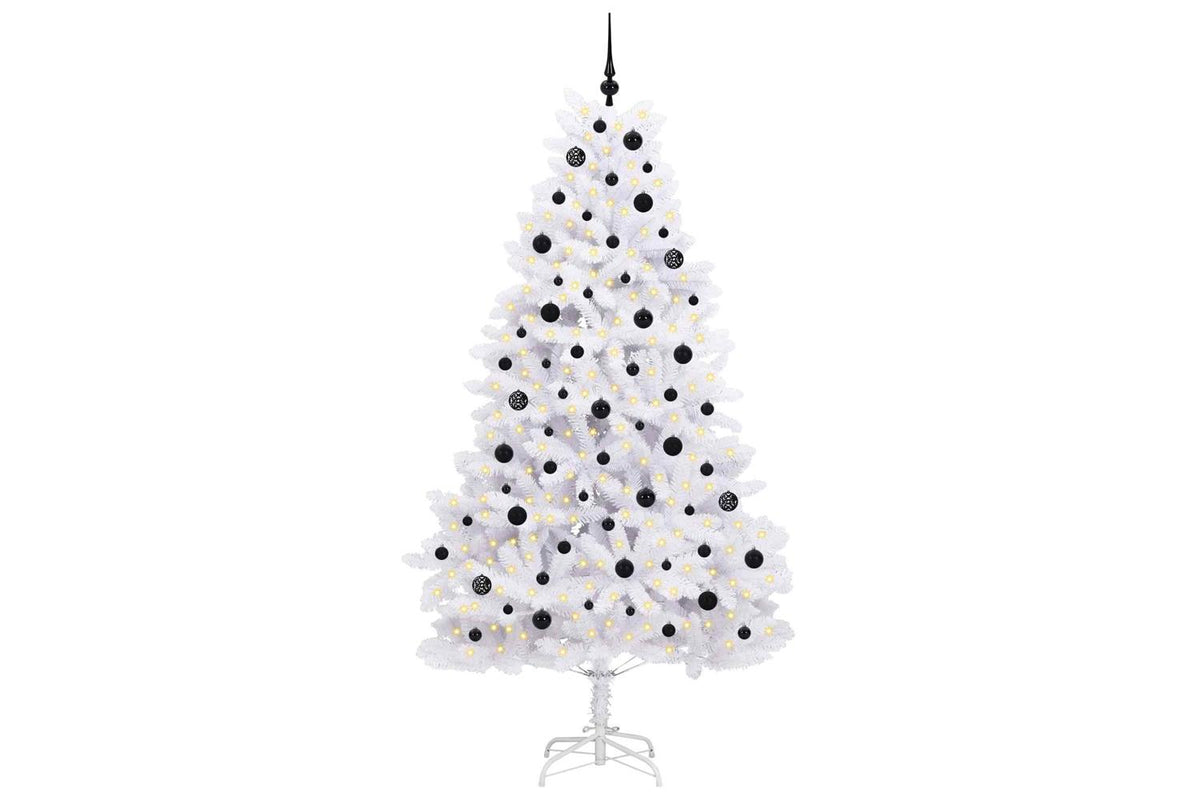 Vidaxl Artificial Hinged Christmas Tree White 210 Cm Pvc And Steel-3