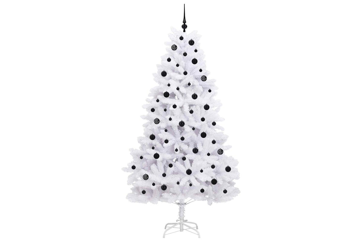 Vidaxl Artificial Hinged Christmas Tree White 210 Cm Pvc And Steel-4