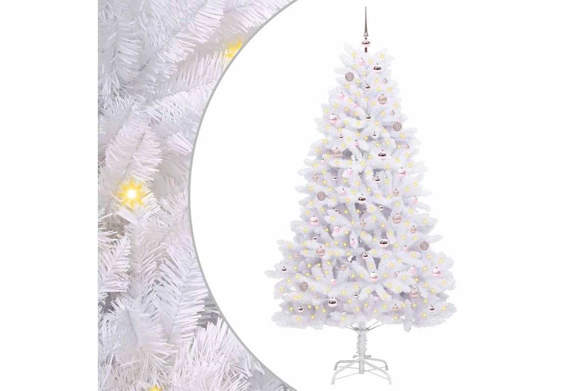 Vidaxl Artificial Hinged Christmas Tree White 210 Cm Pvc And Steel