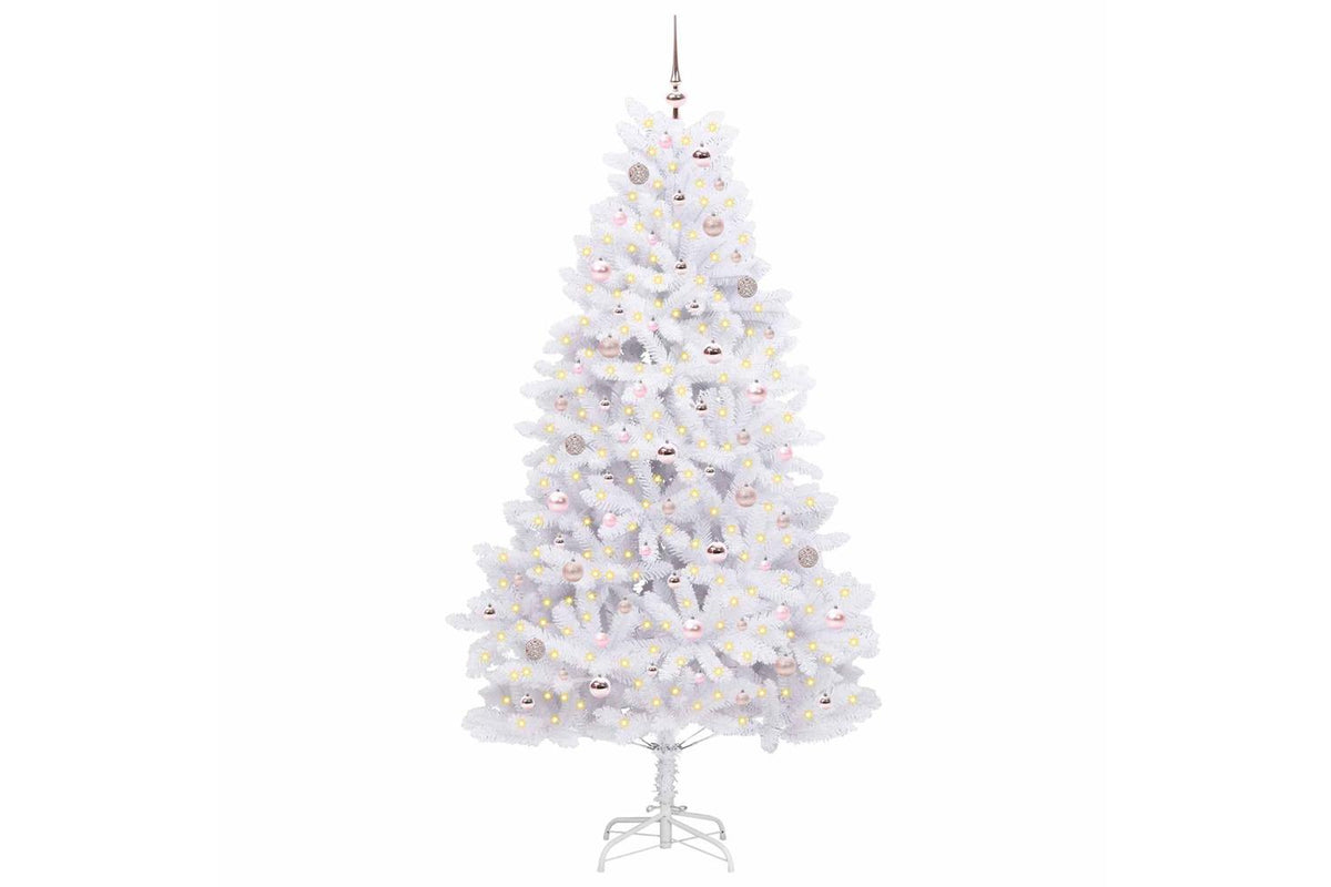 Vidaxl Artificial Hinged Christmas Tree White 210 Cm Pvc And Steel-3