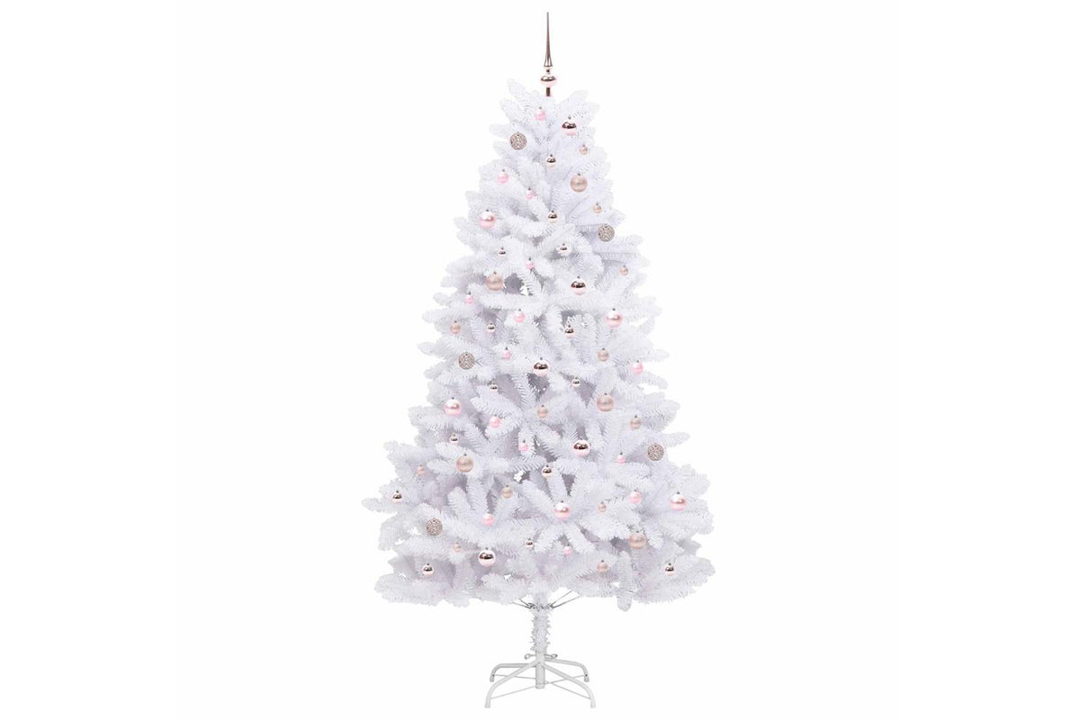 Vidaxl Artificial Hinged Christmas Tree White 210 Cm Pvc And Steel-4