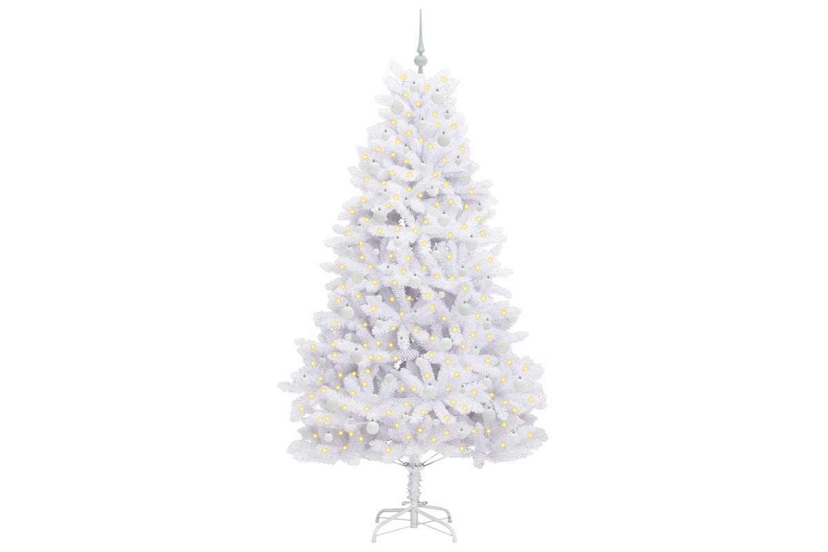 Vidaxl Artificial Hinged Christmas Tree White 210 Cm Pvc And Steel-3
