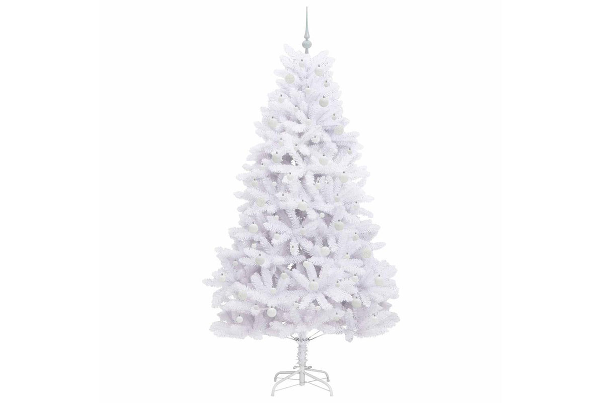 Vidaxl Artificial Hinged Christmas Tree White 210 Cm Pvc And Steel-4