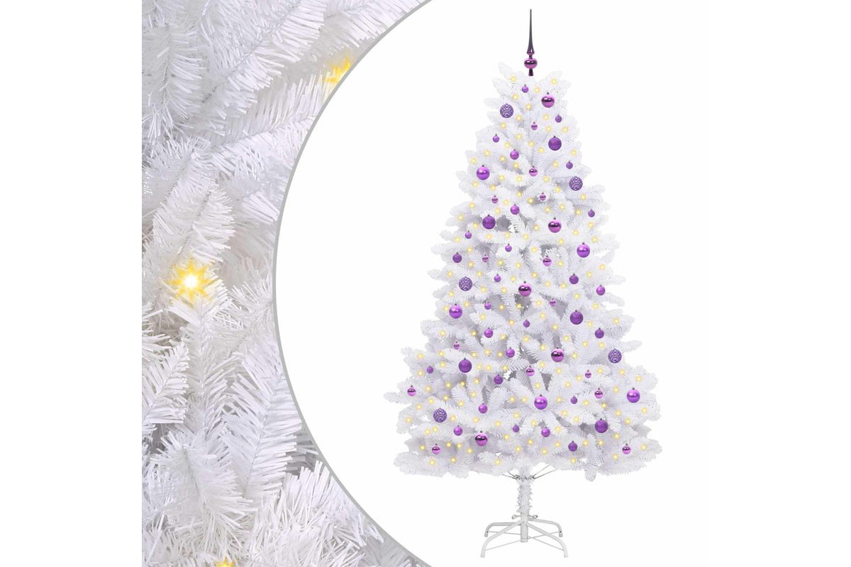 Vidaxl Artificial Hinged Christmas Tree White 210 Cm Pvc And Steel-2