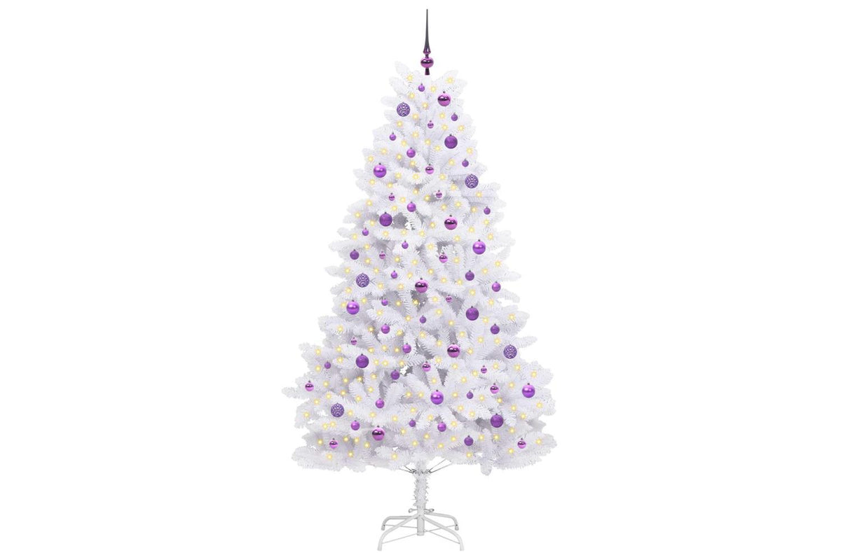 Vidaxl Artificial Hinged Christmas Tree White 210 Cm Pvc And Steel-3