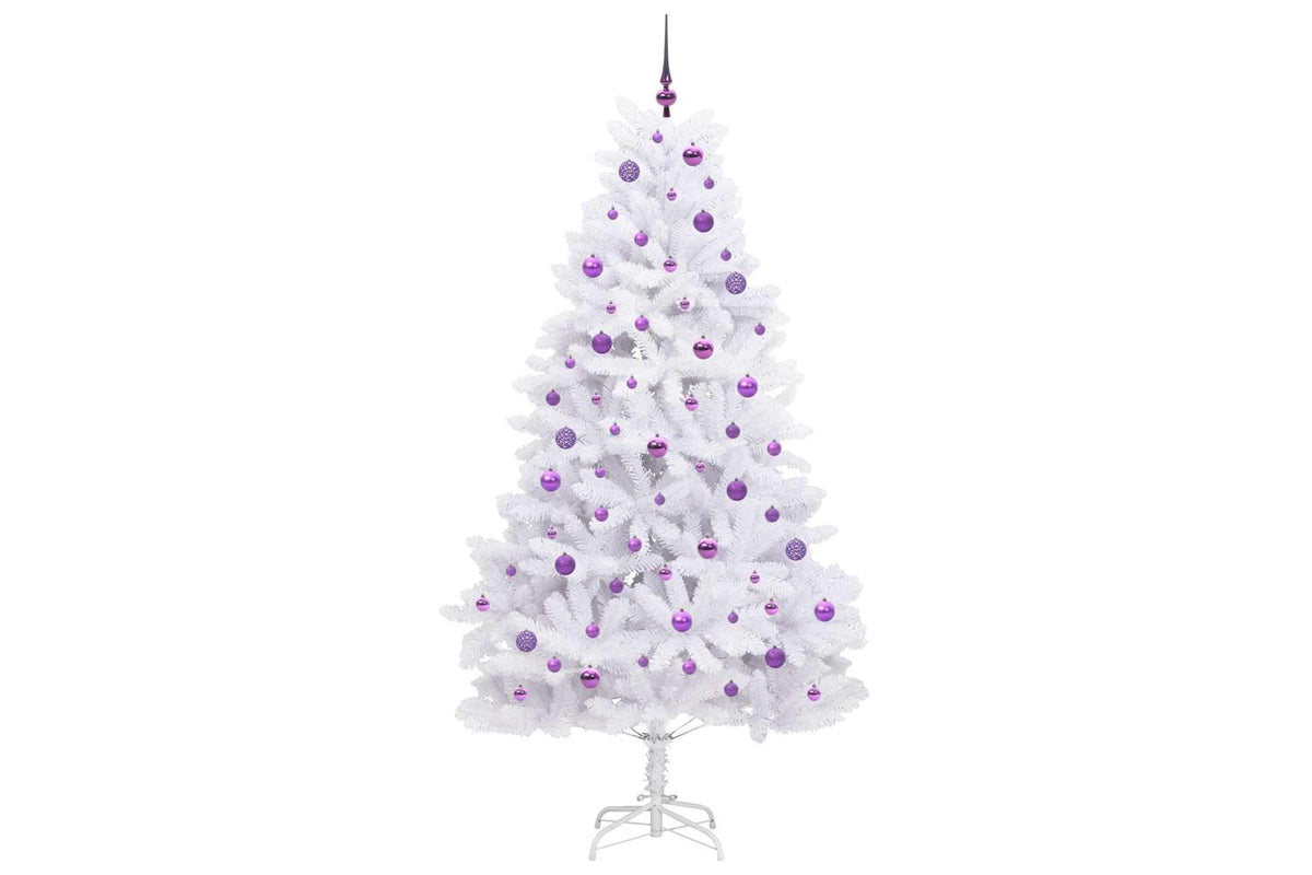 Vidaxl Artificial Hinged Christmas Tree White 210 Cm Pvc And Steel-4
