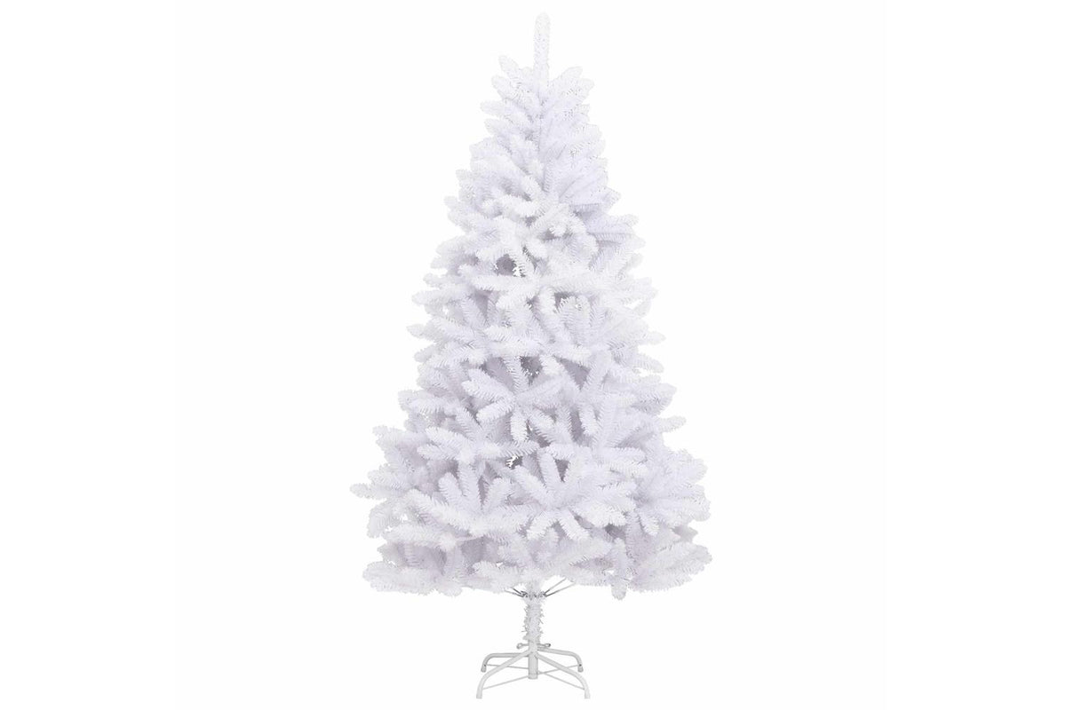 Vidaxl Artificial Hinged Christmas Tree White 210 Cm Pvc And Steel-5