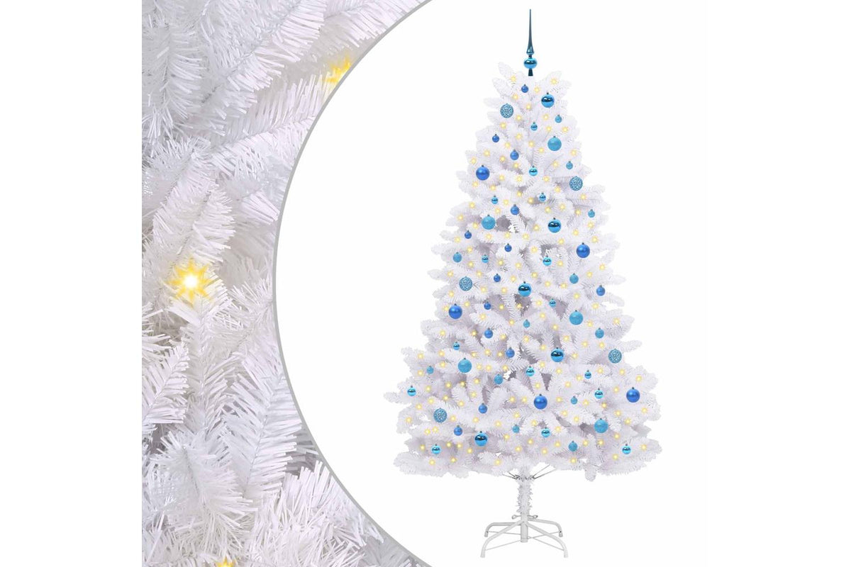 Vidaxl Artificial Hinged Christmas Tree White 210 Cm Pvc And Steel