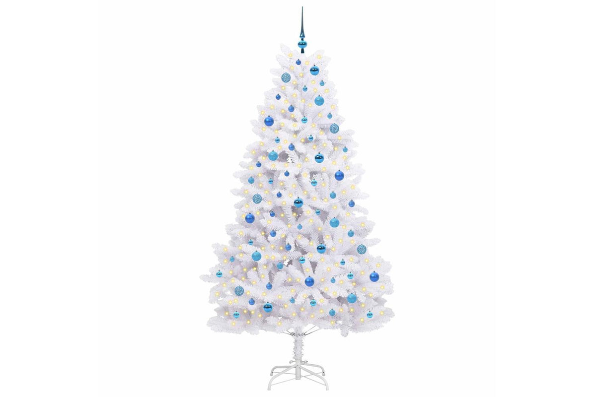 Vidaxl Artificial Hinged Christmas Tree White 210 Cm Pvc And Steel-3