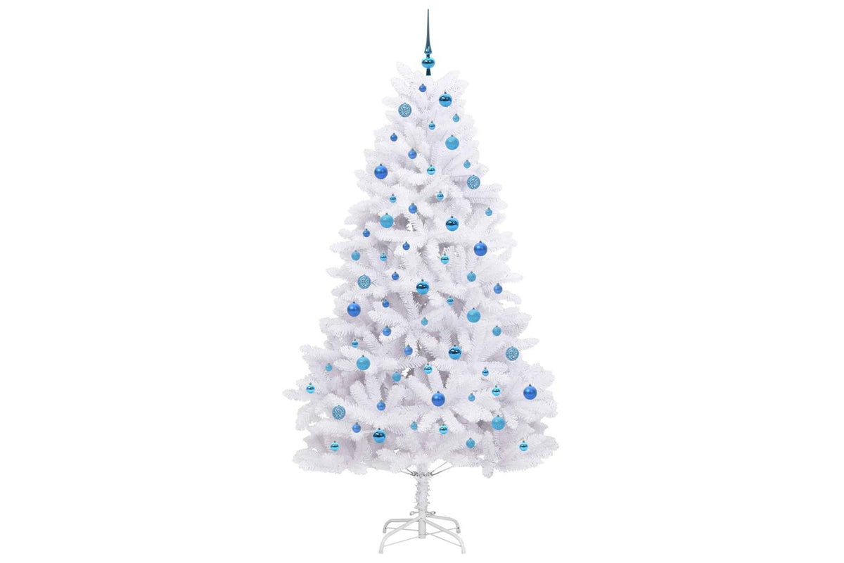 Vidaxl Artificial Hinged Christmas Tree White 210 Cm Pvc And Steel-4