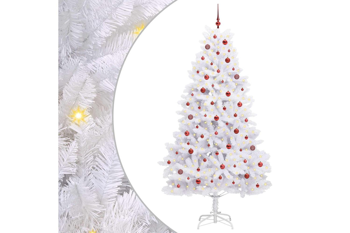Vidaxl Artificial Hinged Christmas Tree White 240 Cm Pvc And Steel-2