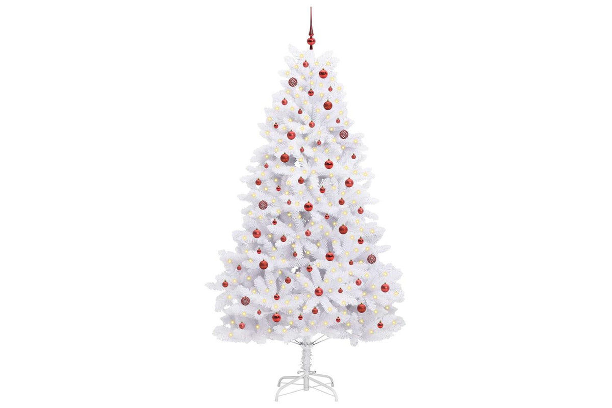 Vidaxl Artificial Hinged Christmas Tree White 240 Cm Pvc And Steel-3