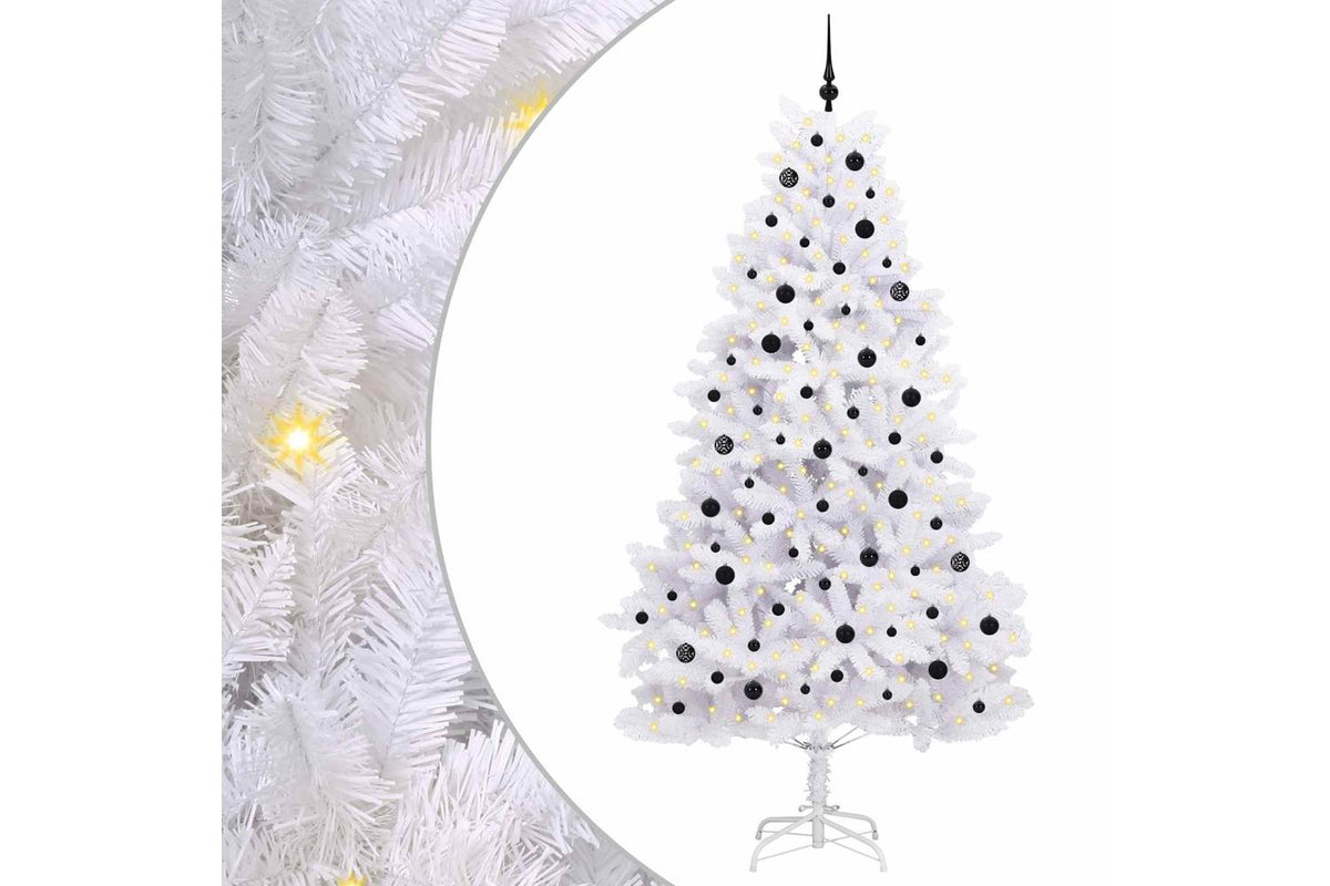 Vidaxl Artificial Hinged Christmas Tree White 240 Cm Pvc And Steel-2