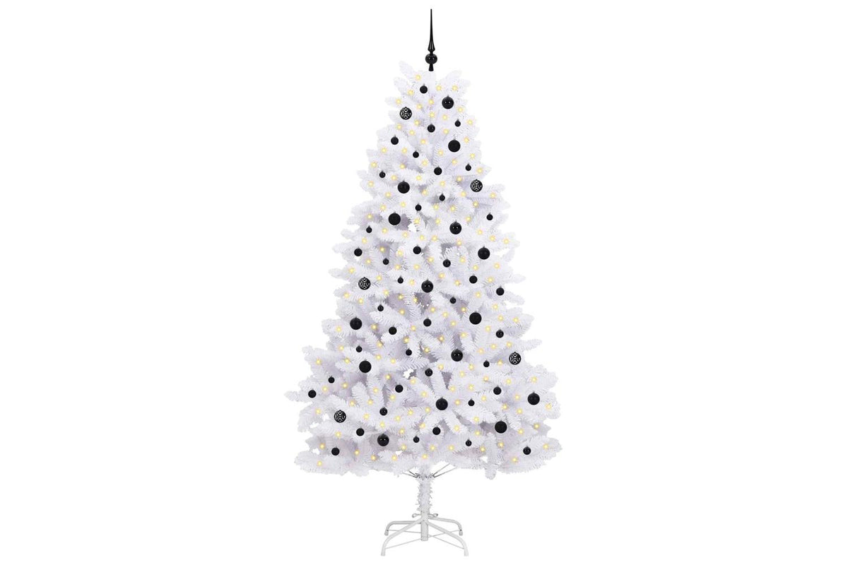 Vidaxl Artificial Hinged Christmas Tree White 240 Cm Pvc And Steel-3