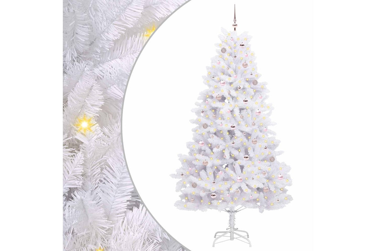 Vidaxl Artificial Hinged Christmas Tree White 240 Cm Pvc And Steel