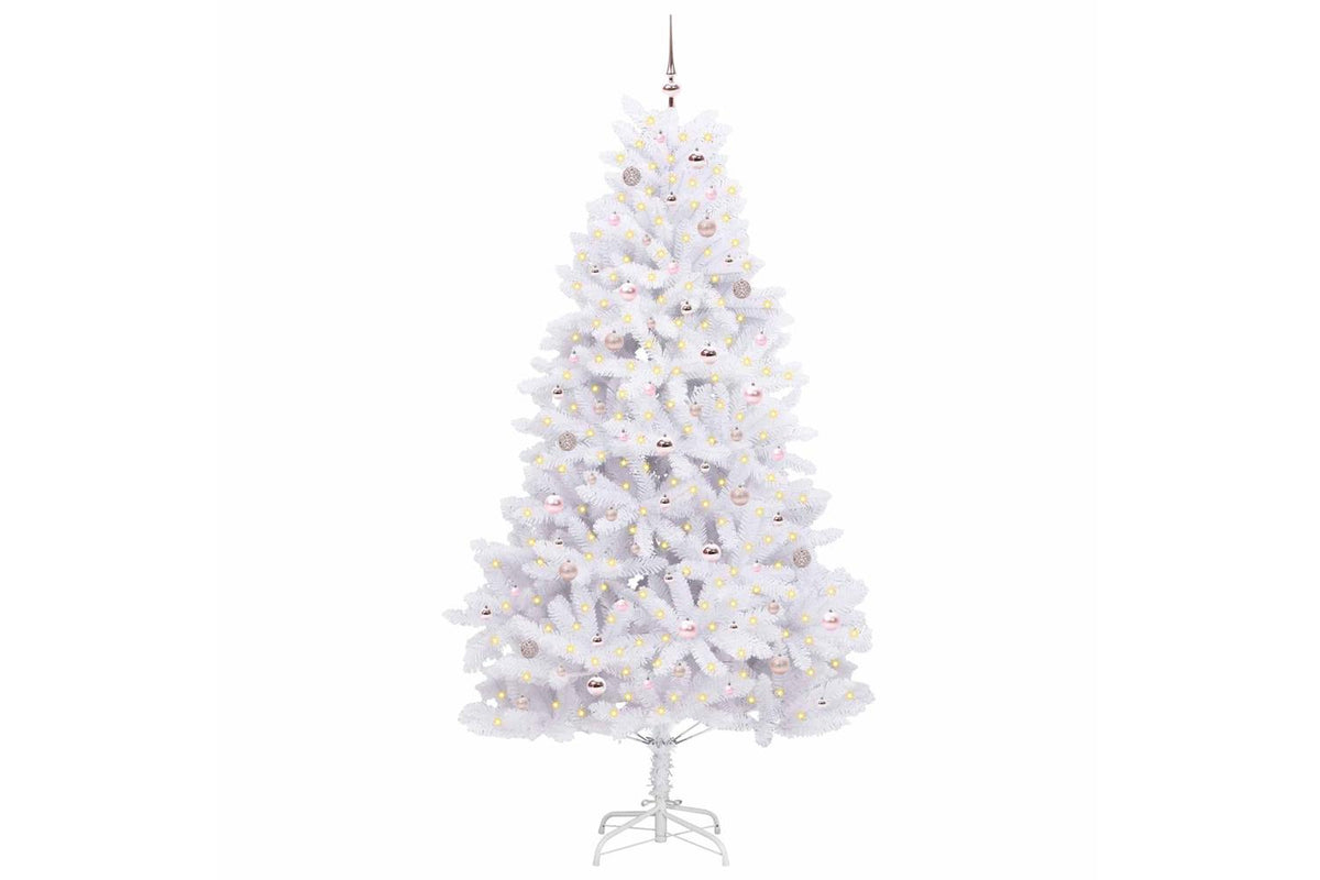 Vidaxl Artificial Hinged Christmas Tree White 240 Cm Pvc And Steel-3