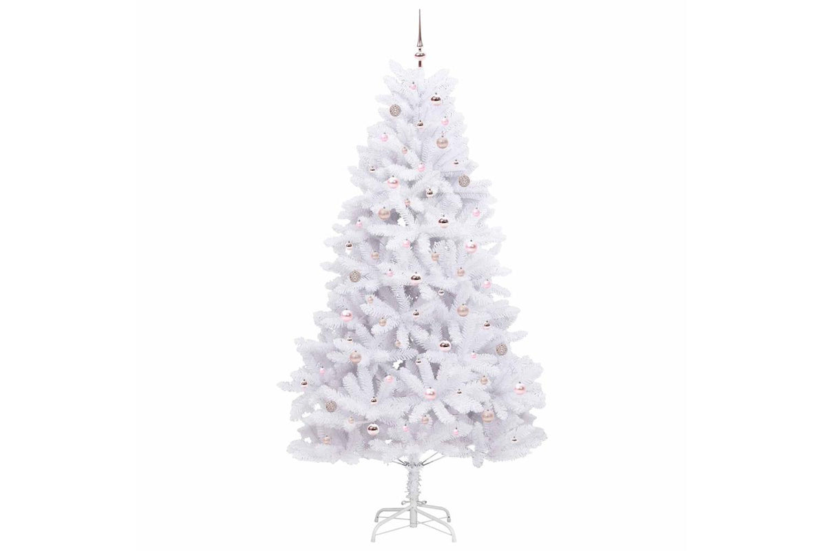 Vidaxl Artificial Hinged Christmas Tree White 240 Cm Pvc And Steel-4