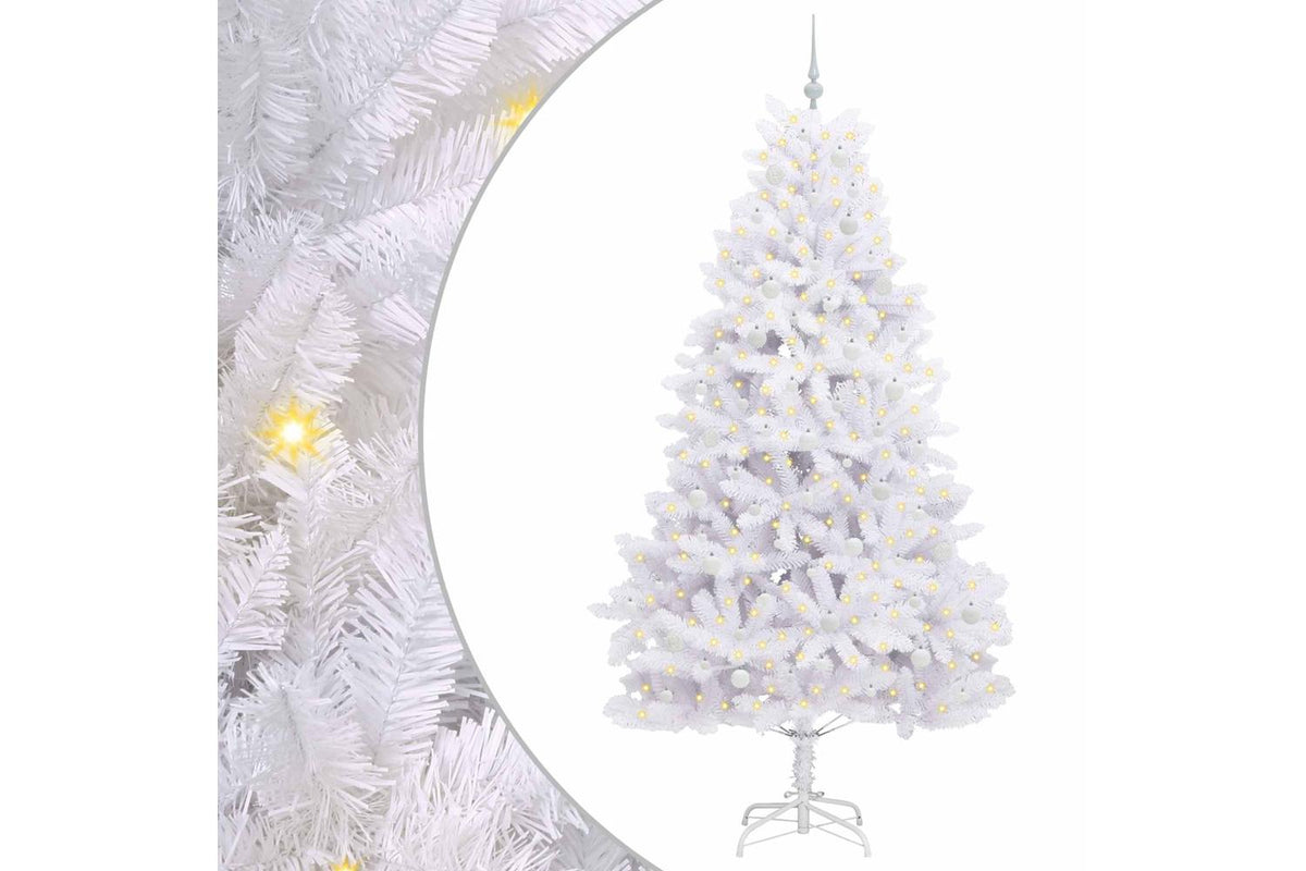 Vidaxl Artificial Hinged Christmas Tree White 240 Cm Pvc And Steel