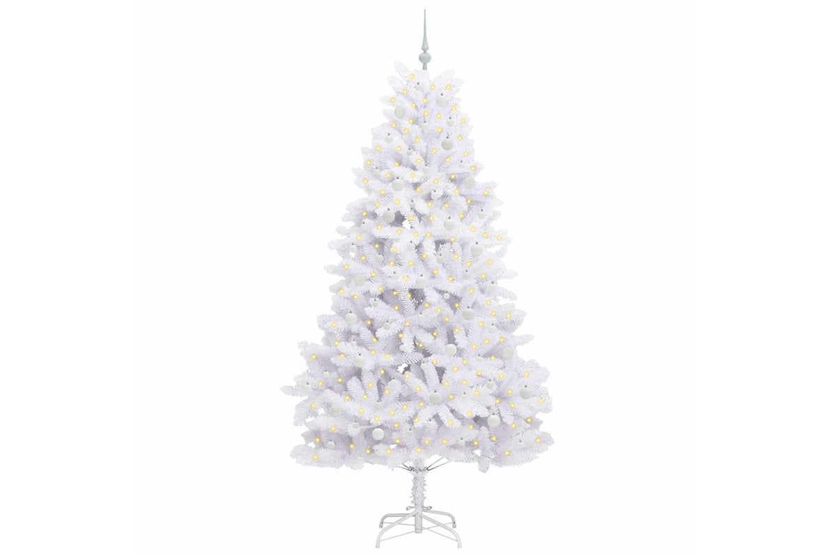 Vidaxl Artificial Hinged Christmas Tree White 240 Cm Pvc And Steel-3