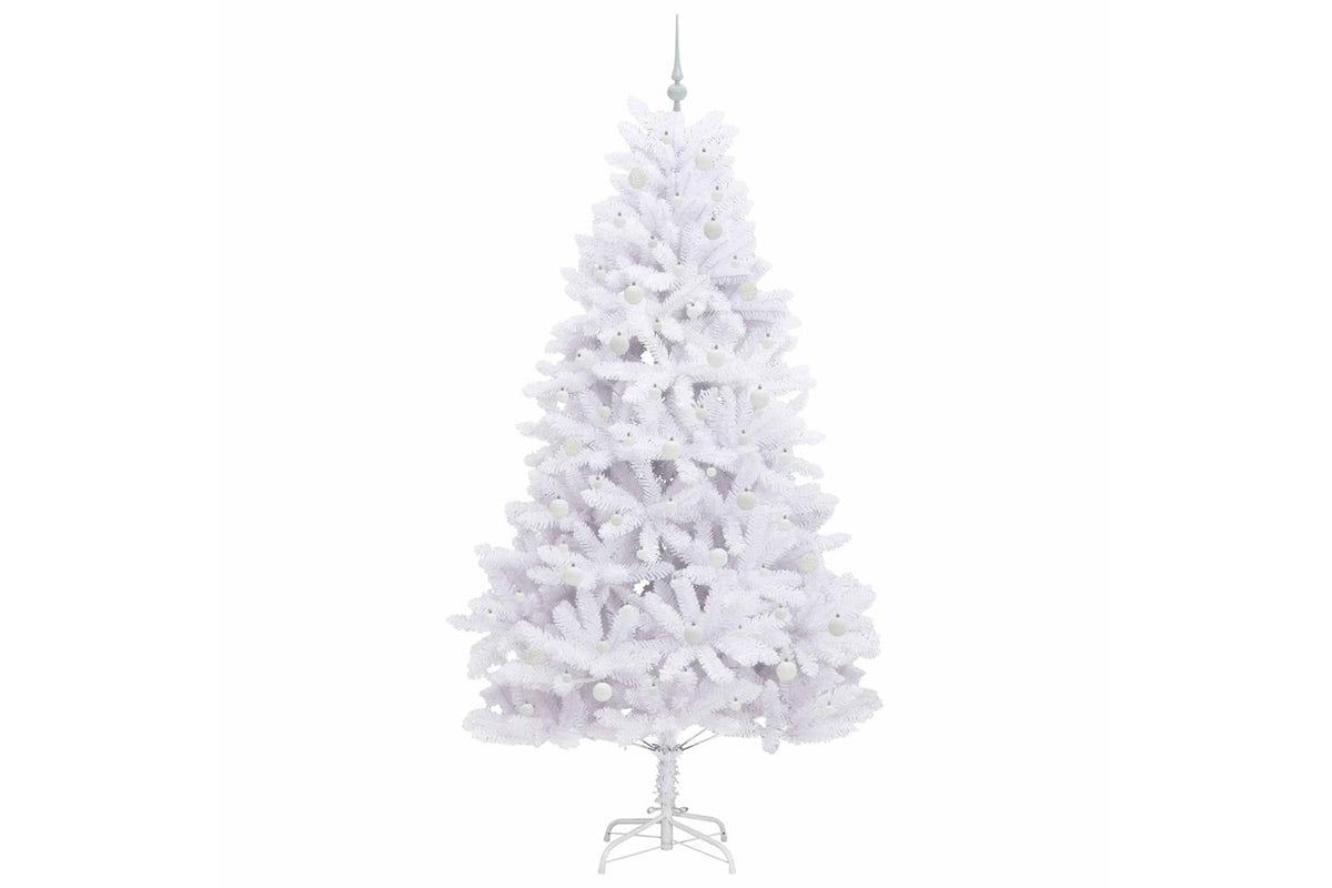 Vidaxl Artificial Hinged Christmas Tree White 240 Cm Pvc And Steel-4