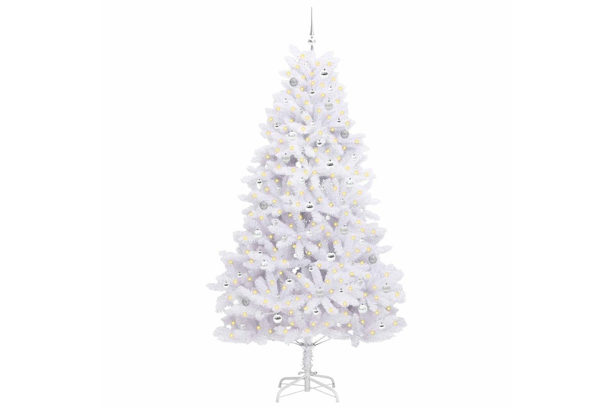 Vidaxl Artificial Hinged Christmas Tree White 240 Cm Pvc And Steel-3