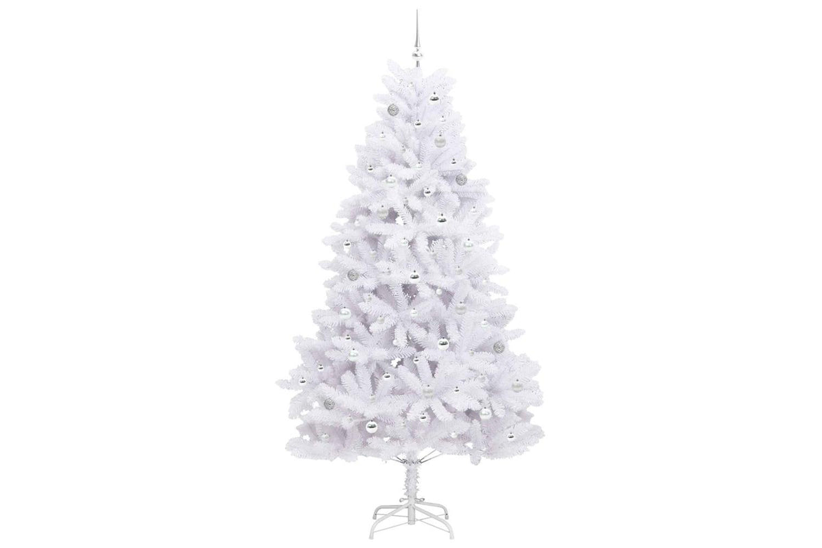 Vidaxl Artificial Hinged Christmas Tree White 240 Cm Pvc And Steel-4