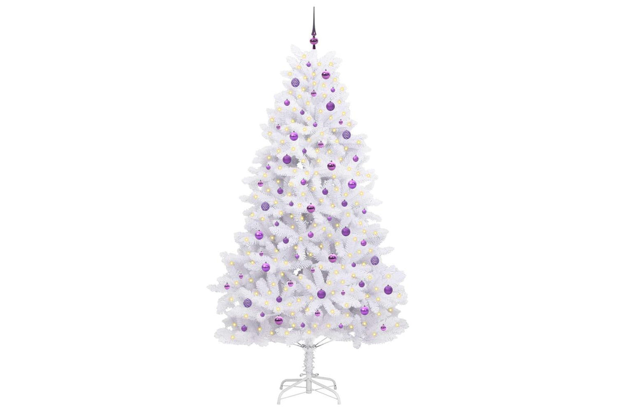 Vidaxl Artificial Hinged Christmas Tree White 240 Cm Pvc And Steel-3