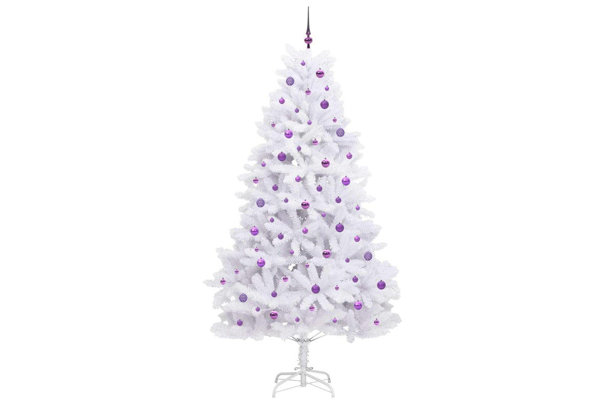 Vidaxl Artificial Hinged Christmas Tree White 240 Cm Pvc And Steel-4