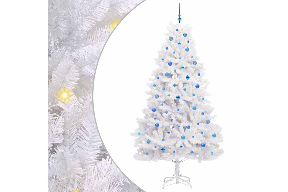 Vidaxl Artificial Hinged Christmas Tree White 240 Cm Pvc And Steel-2